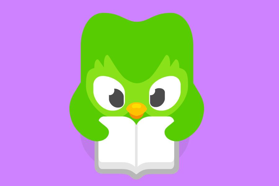 Illustration of Duo looking down at an open book