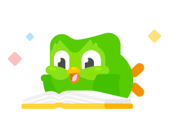 Illustration of Duo lying on his stomach and reading a book with an amazed look on his face