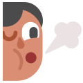 Person sucking in air